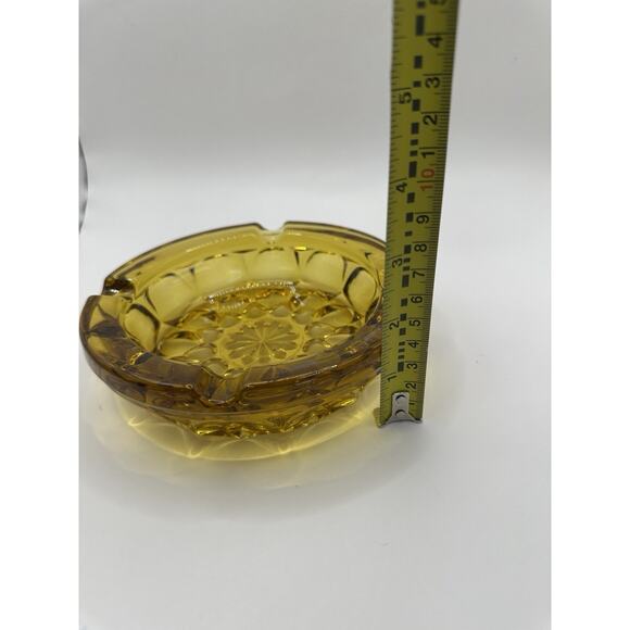 Vintage Anchor Hocking Fairfield Amber Gold Starburst 6" Ashtray Heavy MCM - Picture 5 of 6